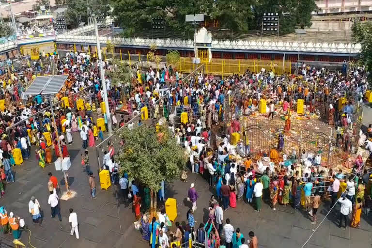 devotees rush at medaram mulugu district