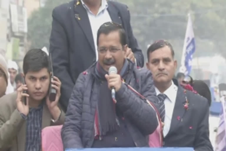 Delhi Chief Minister Arvind Kejriwal holds a road show in Delhi