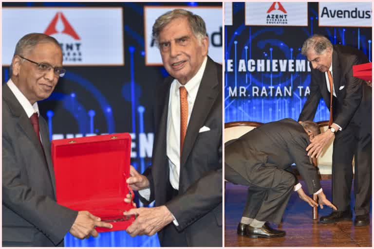 Narayana Murthy Touches Ratan Tata's Feet, Twitter Applauds Gesture