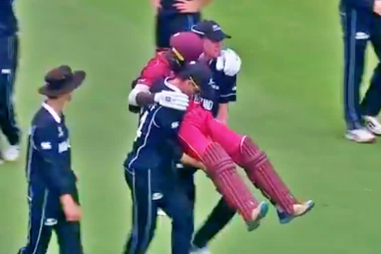 outstanding show of sportsmanship, outstanding show of sportsmanship in West Indies and New Zealand match, outstanding show of sportsmanship news, ICC Under 19 World Cup 2020, ICC Under 19 World Cup 2020 news, ಮೈದಾನದಲ್ಲಿ ಕ್ರೀಡಾ ಸ್ಪೂರ್ತಿ ಮೆರೆದ ಕೀವಿಸ್, ಮೈದಾನದಲ್ಲಿ ಕ್ರೀಡಾ ಸ್ಪೂರ್ತಿ ಮೆರೆದ ಕೀವಿಸ್ ಸುದ್ದಿ, ಐಸಿಸಿ ಅಂಡರ್​ 19 ವಿಶ್ವಕಪ್​, ಐಸಿಸಿ ಅಂಡರ್​ 19 ವಿಶ್ವಕಪ್​ ಸುದ್ದಿ,