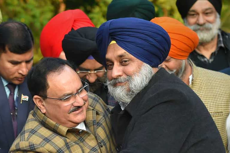 Nadda meets Sukhbir, Akali Dal to support BJP in Delhi polls