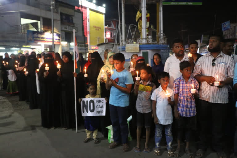 popular front of india candle light protest against caa in salem