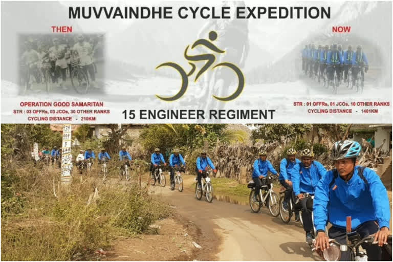 rajsthan regiment soldiers cycle tour in guntur