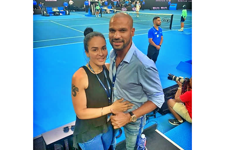 shikhar dhawan went to watch australian open match with his wife