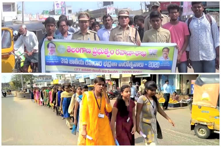 Officers who offer and appreciate roses helmet vehicle members at narsampet