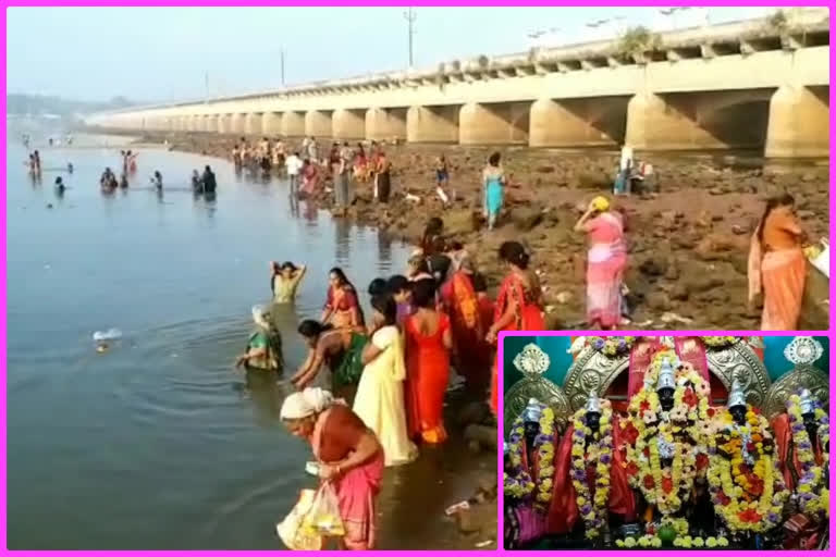 Devotees  practiced shrines in vynatheya river at east godavari district