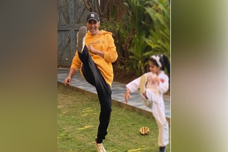 Akshay Kumar And Nitara practice karate