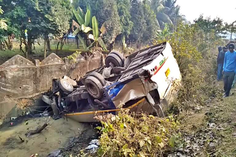 Bus overturned