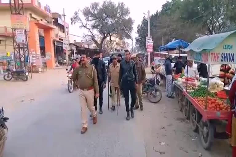 बहरोड़ पंचायत चुनाव, Alwar news, rajasthan news, थाना प्रभारी हरदयाल सिंह, पुलिस ने निकाला फ्लैग मार्च