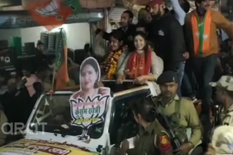 Sapna Chaudhary Campaigning for BJP candidate Kusum Khatri at Mehrauli Assembly for delhi election 2020