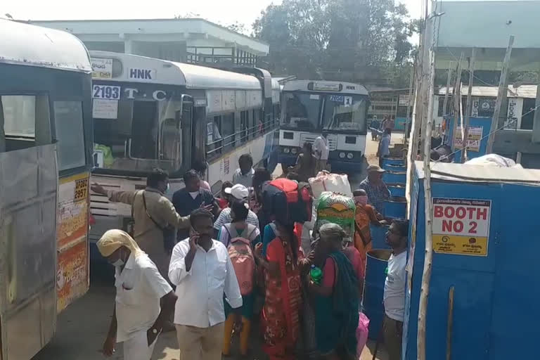 Laxmipuram bus stand rush with passengers