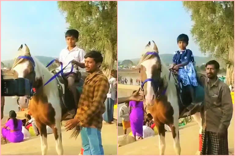Photo with a horse at medaram jatara mulugu