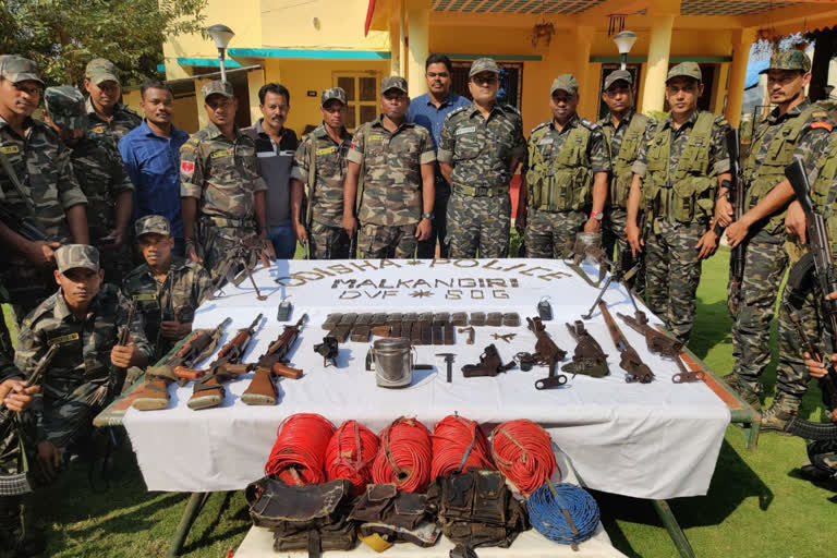 Bhubaneswar  Malkangiri  Cache of explosives seized  Maoist hideout  Maoist hideout in Malkangiri  Odisha news  Odisha DGP Abhay  ഒഡീഷയില്‍ മാവോയിസ്റ്റ് ഒളിത്താവളത്തിൽ നിന്ന് സ്‌ഫോടകവസ്തുക്കൾ പിടിച്ചെടുത്തു