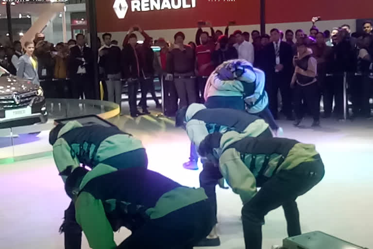 Dance group performs on film songs at Auto Expo 2020 Greater Noida