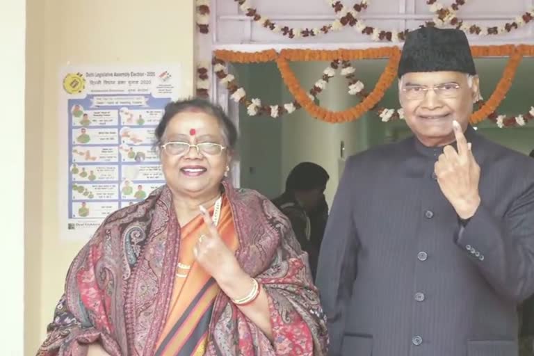 President Ram Nath Kovind and his wife Savita Kovind cast their votes