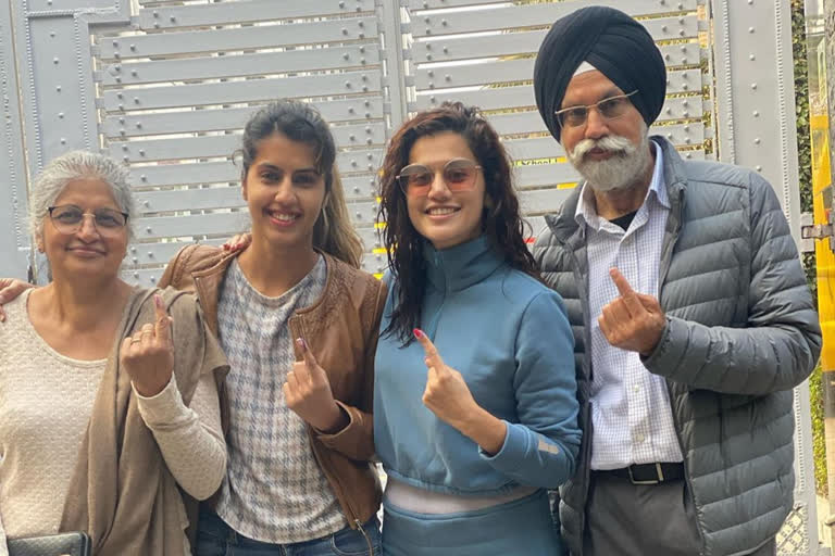 Taapsee Pannu casts vote with family