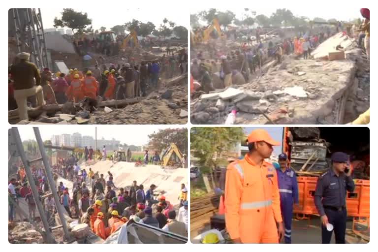 A three-storey building collapses in Mohali