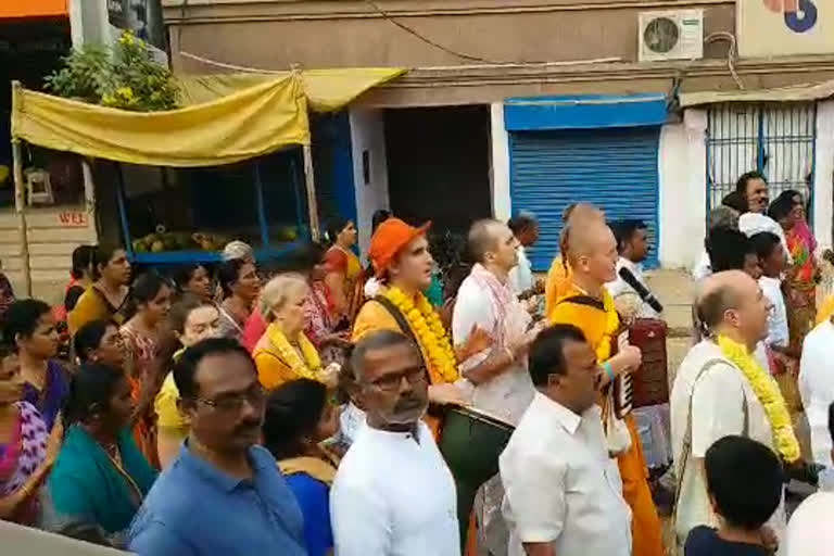 foreign devotees bhajanas at rajampet kadapa district