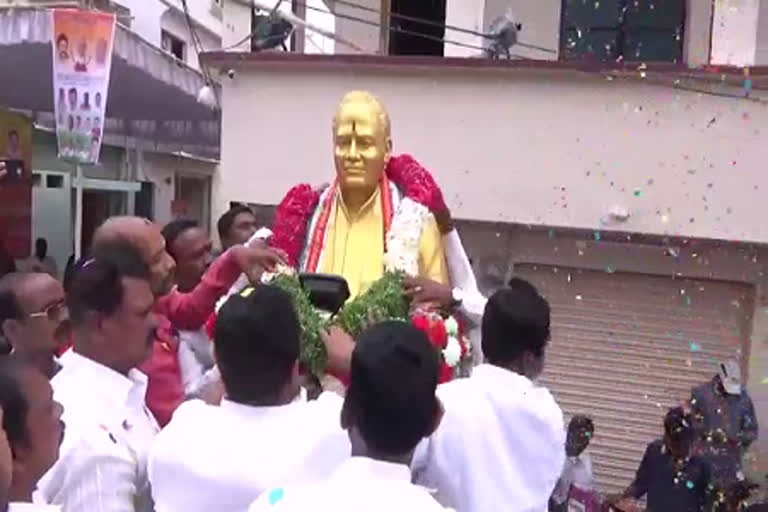 minister srinivas yadav Inaugurated Statue of Former Minister Narasinga Rao at contonment in Hyderabad