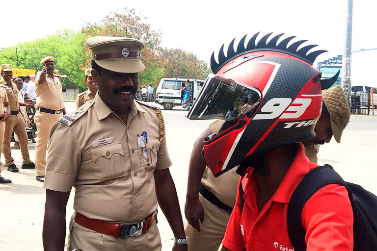 police investigate man who comes with thorns fixed in helmet to namakkal collectorate