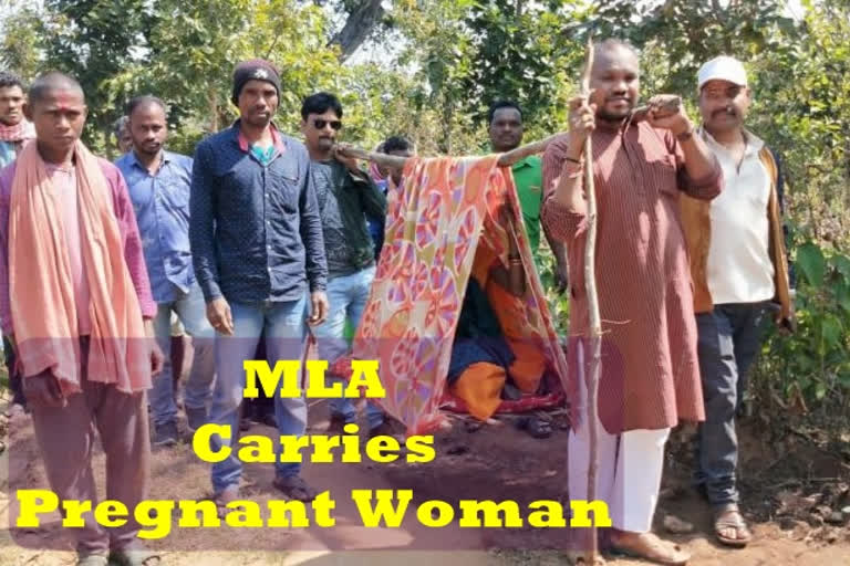 Odisha MLA carries pregnant woman on cot