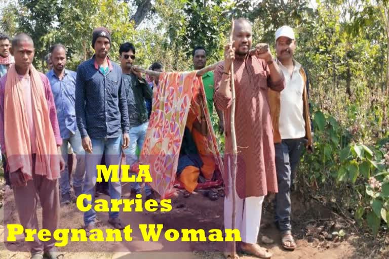 Odisha MLA carries pregnent women on cot