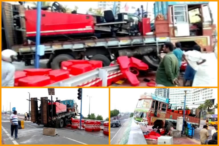 lorry colloides dividers near rk beach at visakapatnam