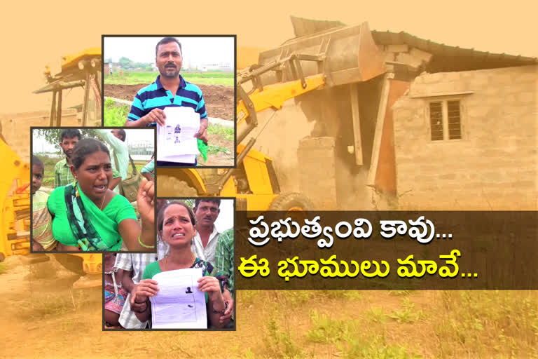 HOUSES DEMOLISH WHICH WERE CONSTRUCTED IN GOVERNMENT PLACE IN KHAMMAM