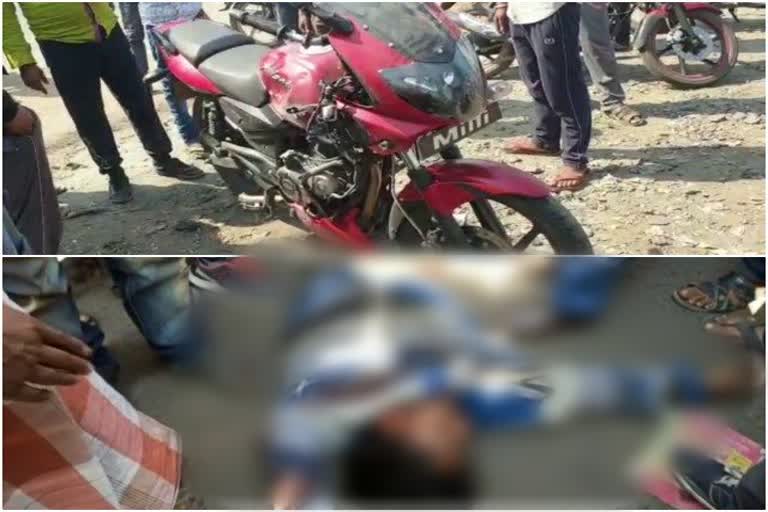 Road accident in Dhanbad, Dhanbad police, death in road accident, Hiva collided with bike, धनबाद में सड़क हादसा, धनबाद पुलिस, सड़क हादसे में मौत, हाइवा ने बाइक में मारी टक्कर