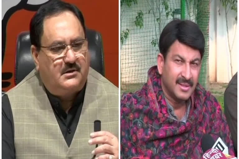 BJP chief JP Nadda meets Manoj Tiwari