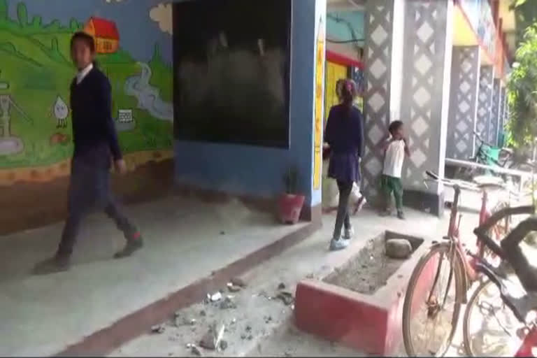 School girl injured due to fall of school