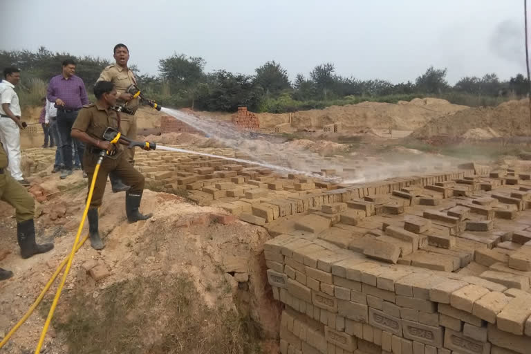 Illegal bricks are being destroyed