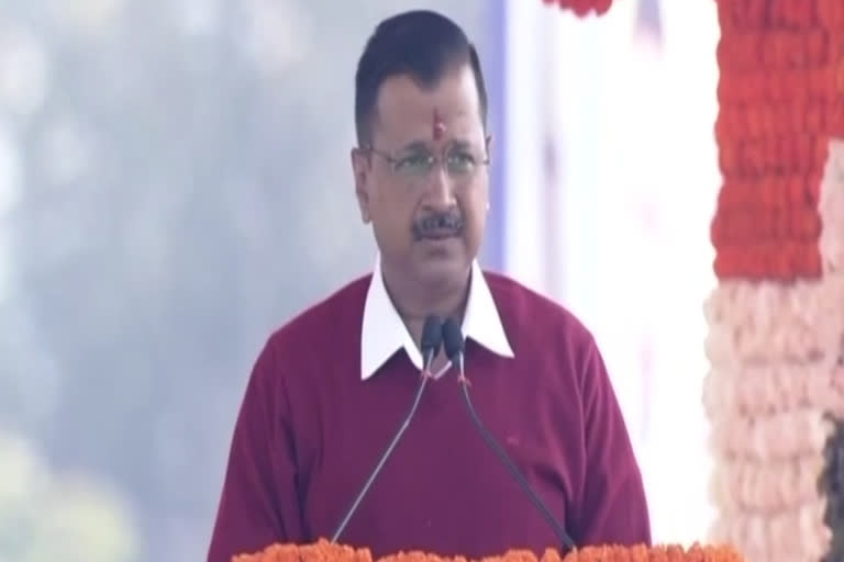 Arvind Kejriwal  Kejriwal takes oath  Kejriwal's speech at Ramlila Maidan  Kejriwal's speech after swearing-in  Delhi CM  അരവിന്ദ് കെജ്‌രിവാള്‍  കെജ്‌രിവാള്‍ സത്യപ്രതിജ്ഞ ചെയ്യുന്നു  മുഖ്യമന്ത്രി അരവിന്ദ് കെജ്‌രിവാള്‍  ഡല്‍ഹി മുഖ്യമന്ത്രി