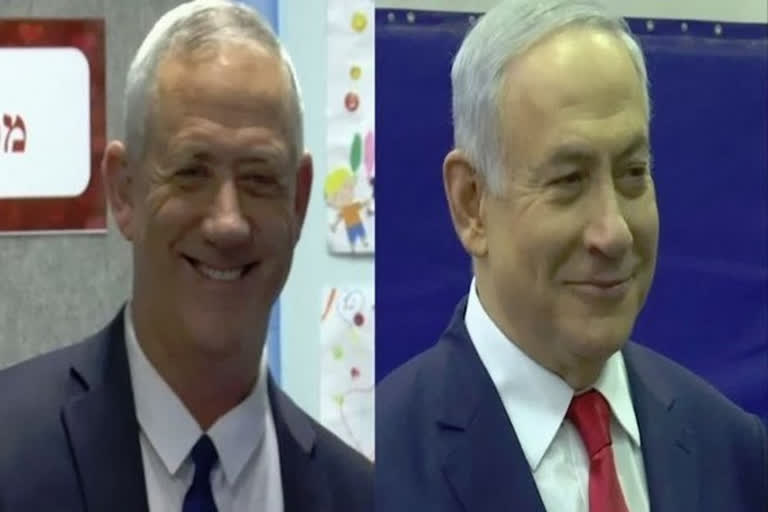 Israeli  Prime Minister Benjamin Netanyahu and opposition leader Benny Gantz