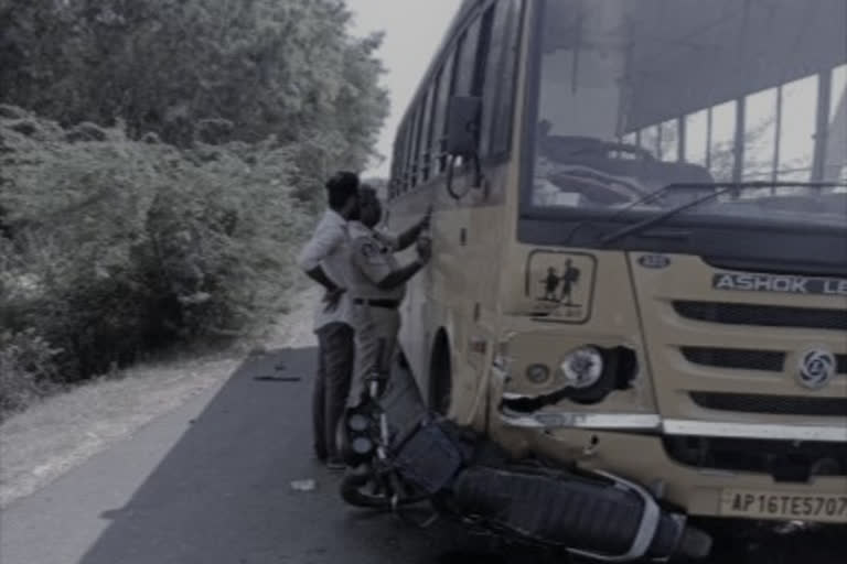 bike and college van accident in krishna dst two persons died