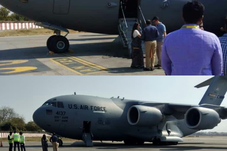 hercules aircraft arrives at ahmedabad airport