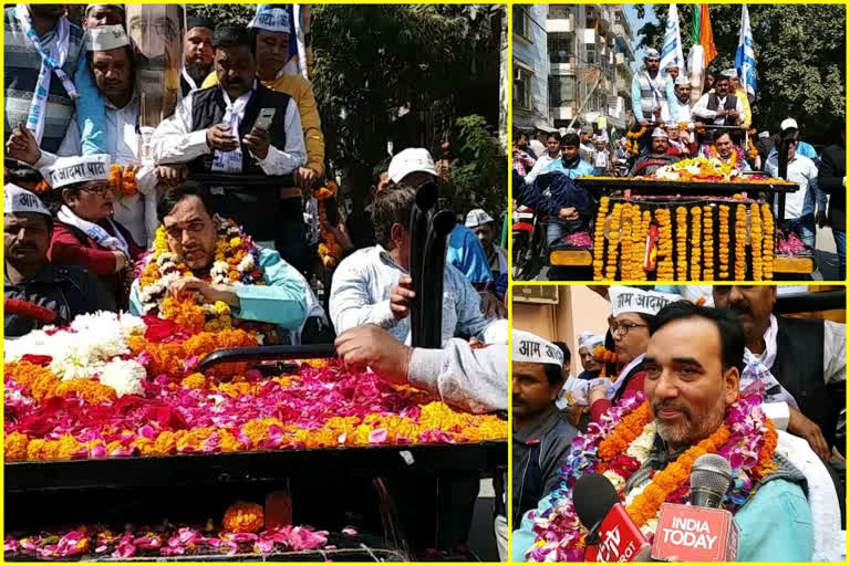 aap mla gopal rai thanksgiving march in babarpur to thanks public