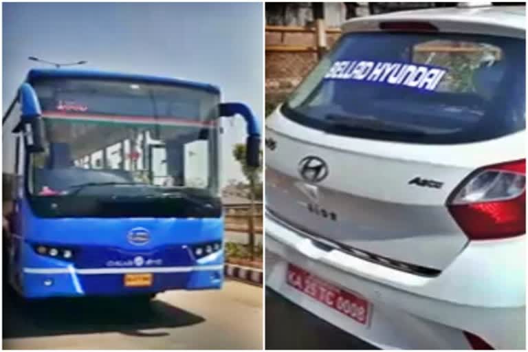 brts bus car accident in hubli