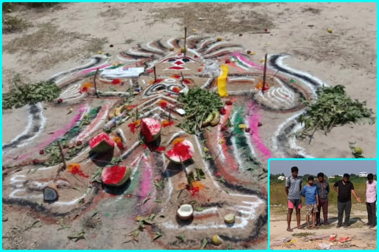 Demonic puja in cricket ground at padugupadu in nellore