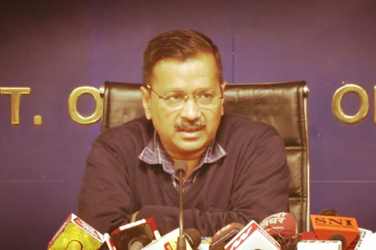 Chief Minister Arvind Kejriwal while holding a press conference