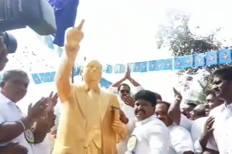 Deputy Chief Minister Narayana Swamy unveils Ambedkar statue at tkm peta