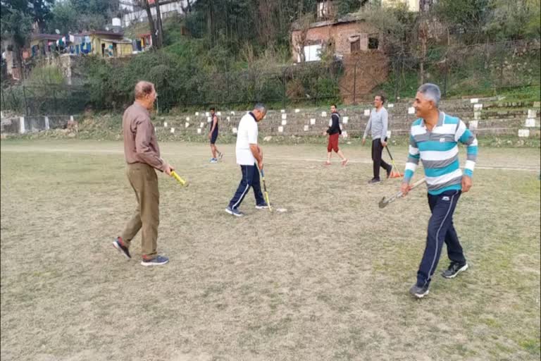 former hockey player practicing hockey Bilaspur