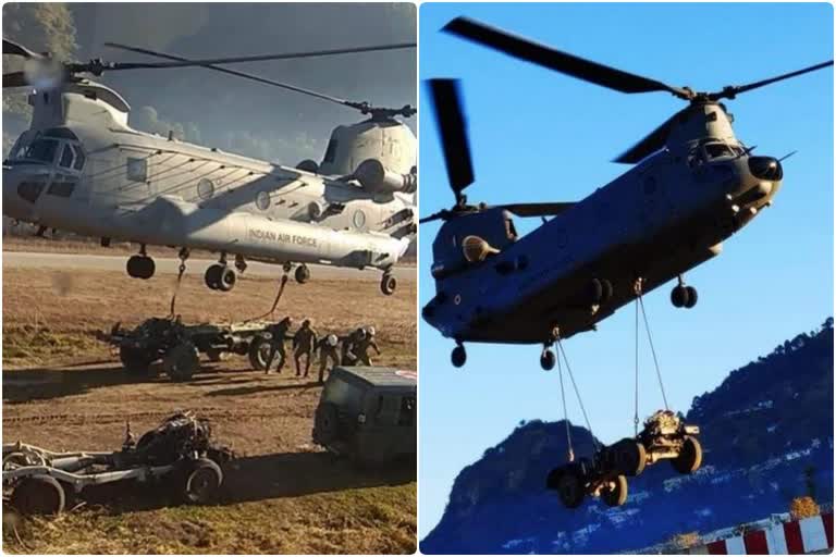 Chinook helicopters have started working in Ladakh,ಲಾಡಾಕ್​ ಪ್ರದೇಶದಲ್ಲಿ ಚಿನೂಕ್ ಕಾರ್ಯ