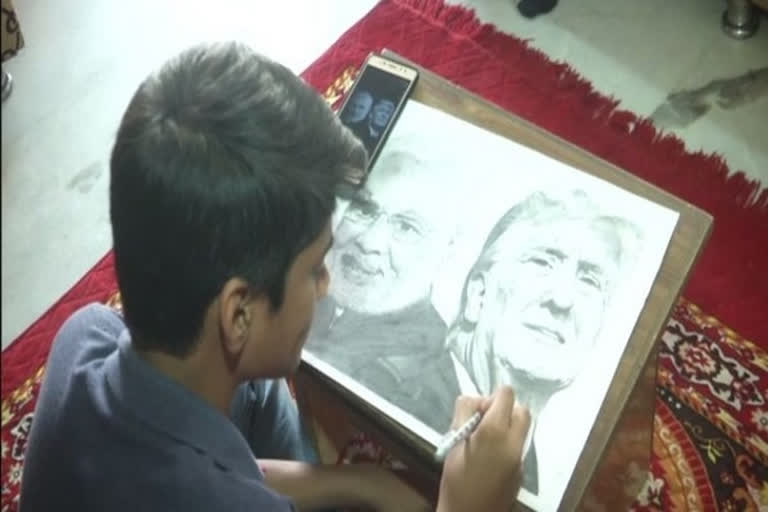 14-yr-old Gujarat boy creates sketch of PM Modi, US President Trump