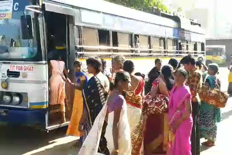 The Kadapa rtc bus stand was crowded with devotees going to the Siva temples on the occasion of Mahashivaratri