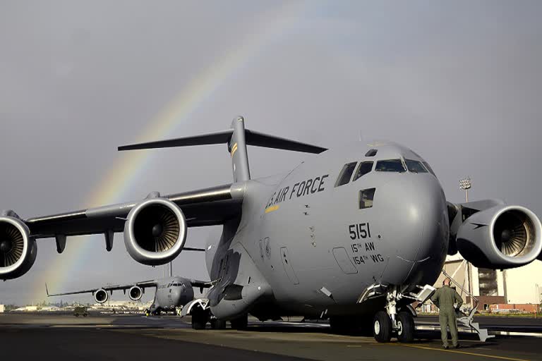 trump visit  Forth cargo plane lands at Ahd airport