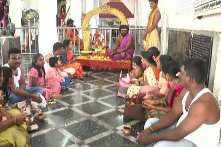 The special anointing of Lord Shiva in the Harihara temple at wanaparthy