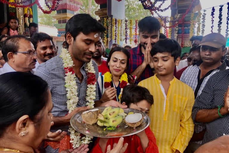 Dhanush at his hometown with family