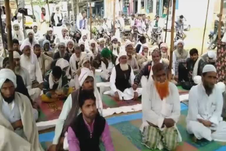 protest against caa at badkali chowk nuh