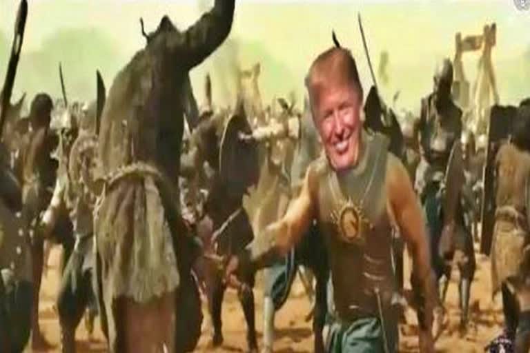 trump retweets morphed baahubali video